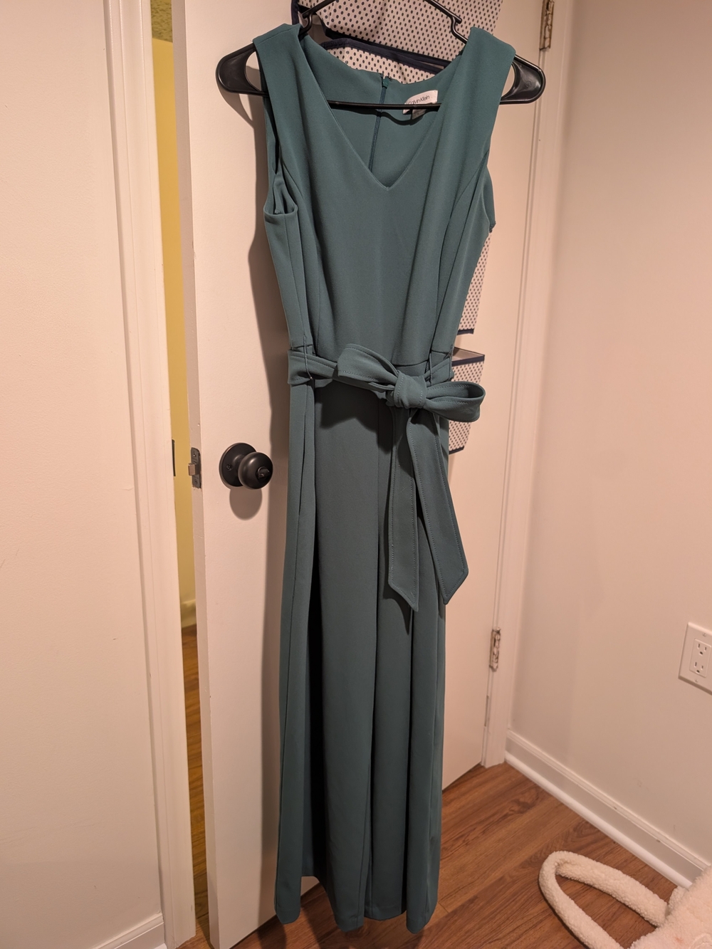 Calvin Klein Green Sleeveless Pant Suit with Waist Tie
